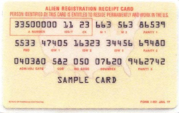 green card resident alien i-551