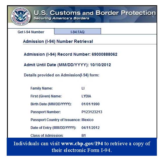 electronic i-94 arrival deparature record