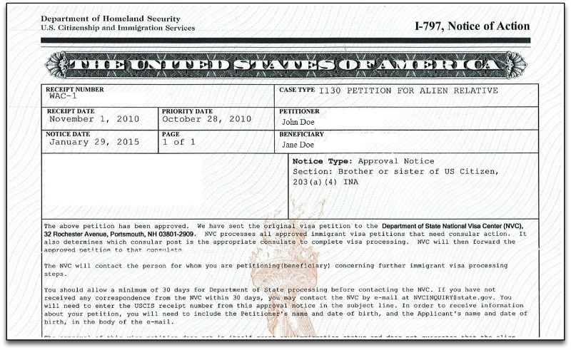 form i-797 notice of action approval notice