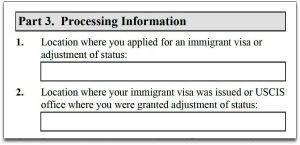 location where your immigrant visa was issued