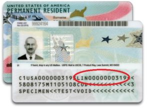 green card number circled