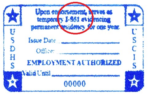 ADIT stamp (temporary I-551) from a  passport