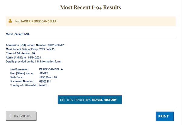 Online Form I-94 Arrival/Departure Record