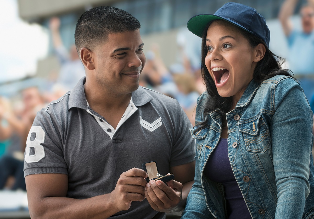 Young man proposing marriage and dealing with the fiancé visa requirements