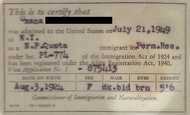 Form I-151 original green card back
