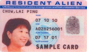 Front of green card from 1989-1997