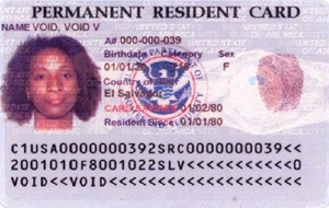 Front of permanent resident card from 1997-2010