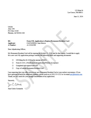 USCIS sample cover letter for CitizenPath immigration